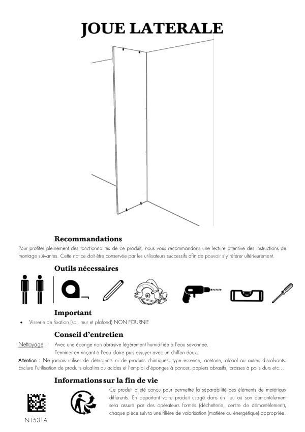 Notice de montage Sogal Aménagement Joue latérale