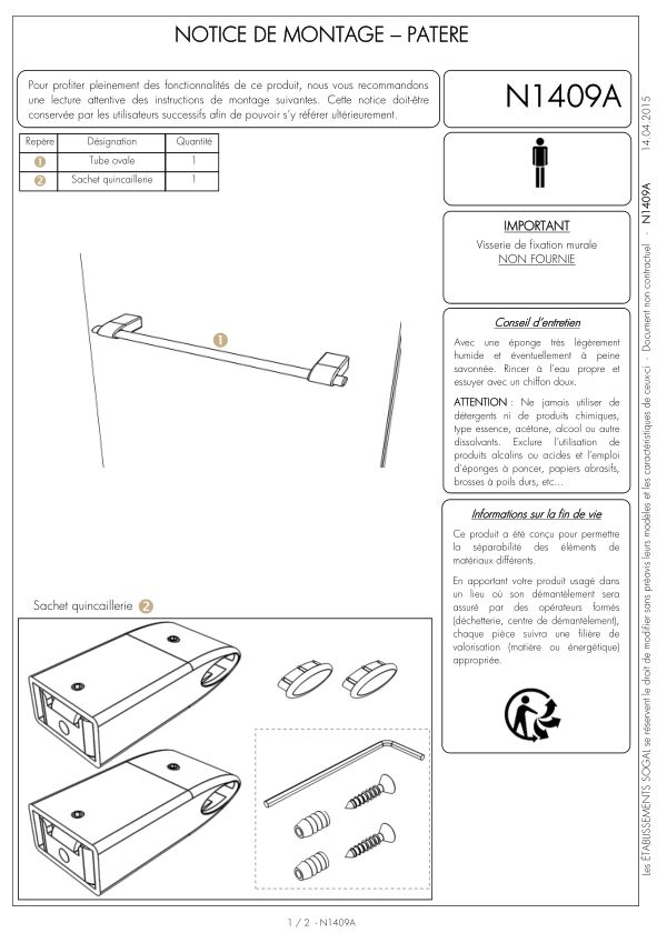 Notice de montage Sogal Aménagement Patère