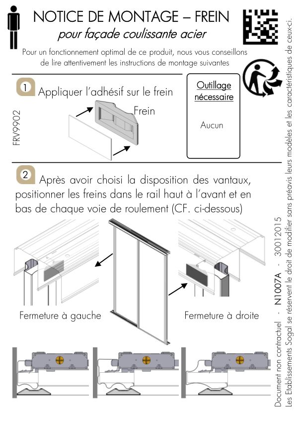 Notice de montage Sogal placard coulissant Frein positionneur
